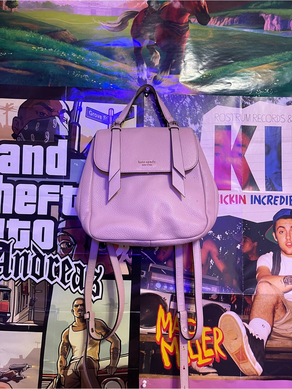 kate spade Lavender Pebbled Leather Backpack